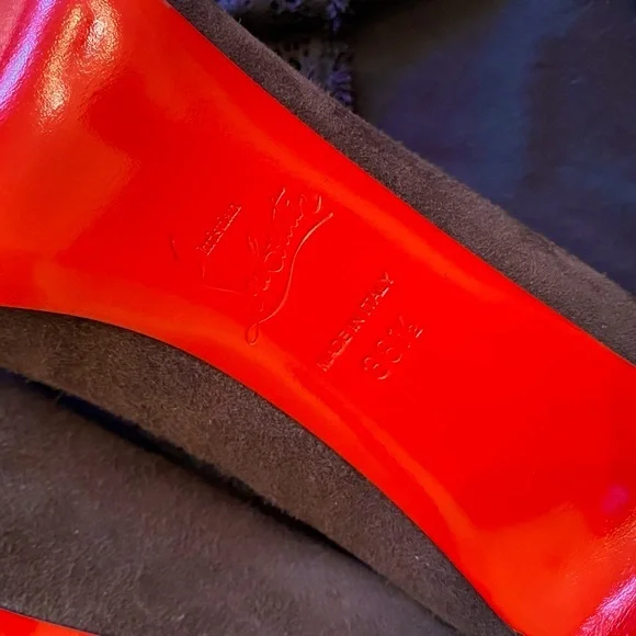 💎HP3X🎉LUXURY👠LOUBOUTIN👠Must Have Luxury Suede Peep Toe Stilletos - Picture 11 of 16